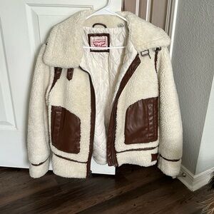 Levis sheerling and leather coat / jacket Medium